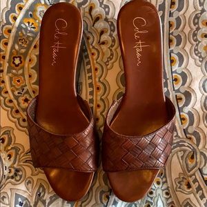 Cole Haan Nike Air Woven Leather Wedge Sandal